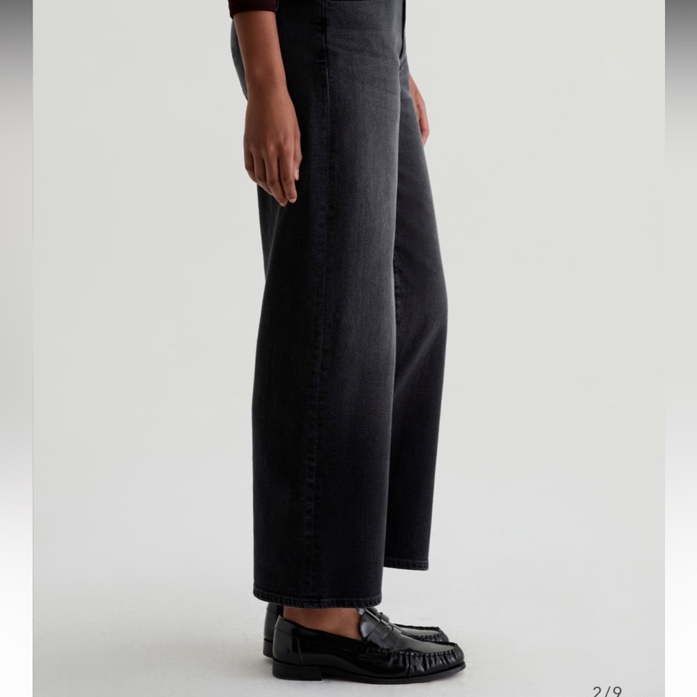 AG Saige Wide Leg Crop High-Rise Fit Size 30 Color Black - Picture 3 of 16